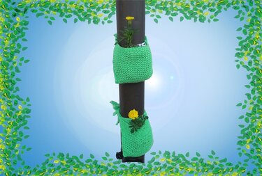 Strickanleitung Blumenhalter für Regenrohr- auch für Anfänger