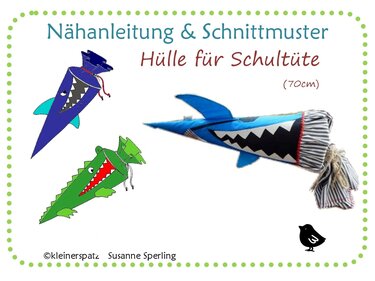 Nähanleitung und Schnittmuster: Hülle für 70cm Schultüte mit Applikation