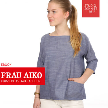 FrauAiko - lässige Bluse 3/4-Arm und großen Taschen XXS-L