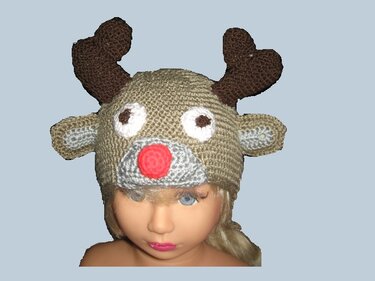 Rudolph, das Rentier mit der Roten Nase, Mütze: - Anleitung für Kopfumfang 46-48 (1 bis 2 Jahre)