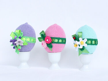 Ostereier mit Blumen, Gr. XL - Häkeln