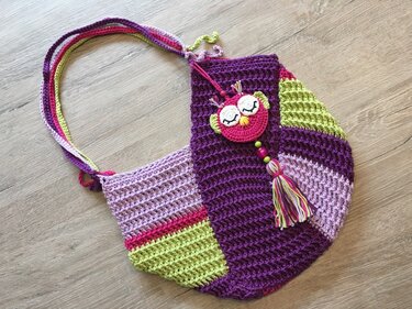 Häkelanleitung Mädchen-Beuteltasche Shopper mit Gratis-DIY Quasten