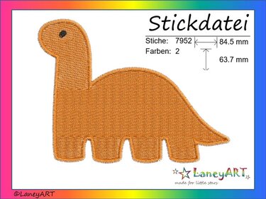 Stickdatei "Dino/ Dinosaurier" Pes Format (Deco, Brother, Babylock)  - Sticken