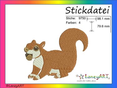 Stickdatei "Eichhörnchen" Pes Format (Deco, Brother, Babylock)  - Sticken