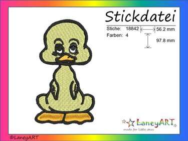 Stickdatei "Ente" Pes Format (Deco, Brother, Babylock)  - Sticken