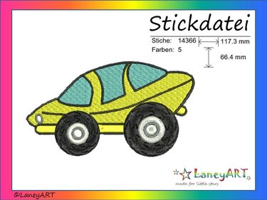 Stickdatei "Auto" Pes Format (Deco, Brother, Babylock)  - Sticken