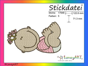 Stickdatei "Baby / Mädchen" Pes Format (Deco, Brother, Babylock)
