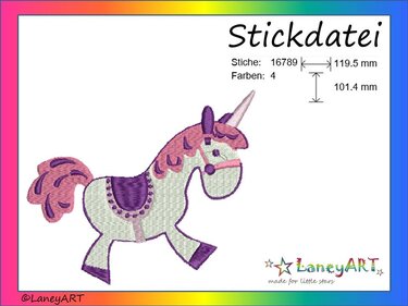 Stickdatei "Einhorn" Pes Format (Deco, Brother, Babylock)  - Sticken