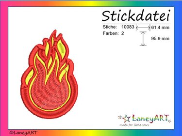 Stickdatei "Feuer" Pes Format (Deco, Brother, Babylock)  - Sticken