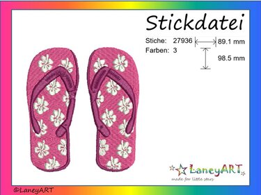 Stickdatei "Flip Flops" Pes Format (Deco, Brother, Babylock)  - Sticken