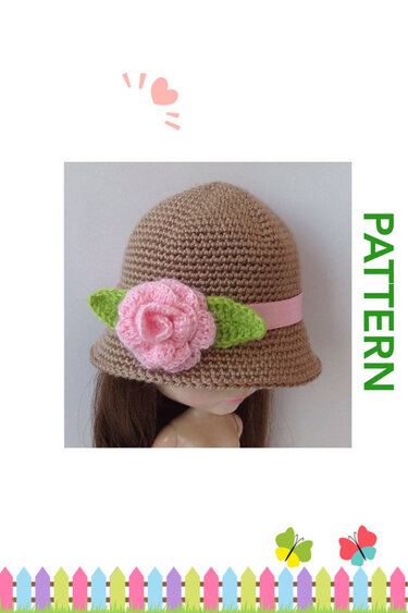 Hat romantic with rose for Blythe, Pullip - Crochet