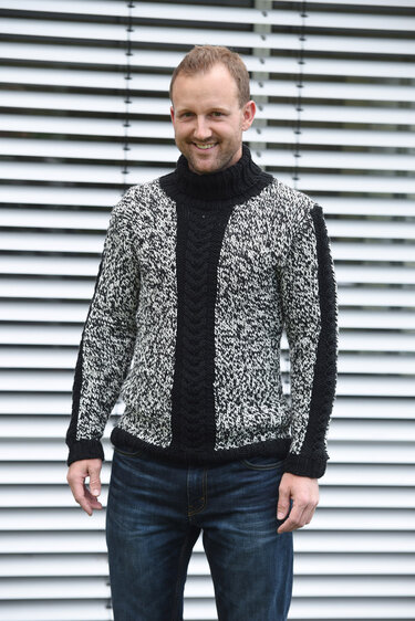 Herrenpulli aus hatnut double gestrickt