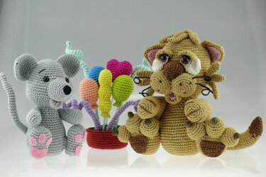 Katze & Maus - Geburtstag Häkelanleitung Amigurumi