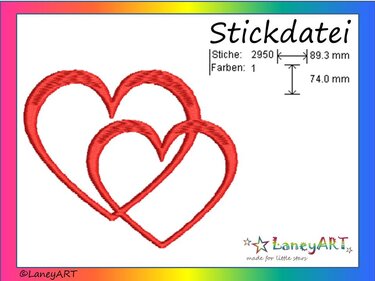 Stickdatei "Herzen - Love - Liebe" Pes Format (Deco, Brother, Babylock)  - Sticken