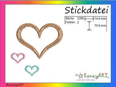 Stickdatei "Herzen" Pes Format (Deco, Brother, Babylock)  - Sticken