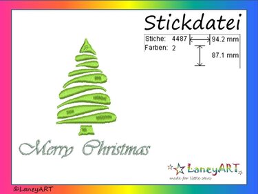 Stickdatei "Weihnachtsbaum - Merry Christmas" Pes Format (Deco, Brother, Babylock)  - Sticken