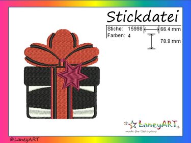 Stickdatei "Geschenk" Pes Format (Deco, Brother, Babylock)  - Sticken
