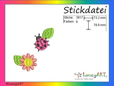 Stickdatei "Käfer & Blume" Pes Format (Deco, Brother, Babylock)  - Sticken