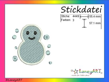Stickdatei "Schneemann - Winter" Pes Format (Deco, Brother, Babylock)  - Sticken