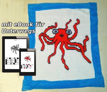 Kinderdecke - Tintenfisch - Häkeln