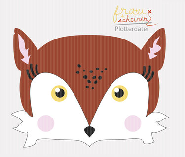 Stilisiertes Fuchs-Gesicht mit großen Augen, rosa Backen und markanten Ohren