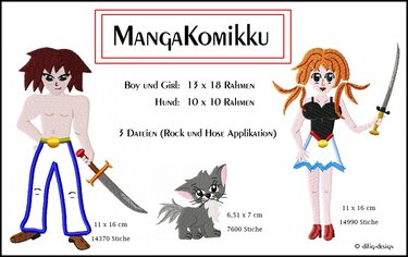 Stickdatei Manga Komikku für den 13x18 Rahmen - Sticken
