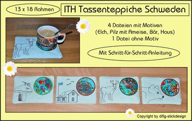 Ith Stickdateien MugRug/Tassenteppich Schweden, für den 13x18 Rahmen - Sticken