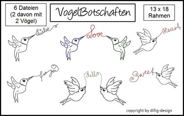 Stickdateien Vogelbotschaften, für den 13x18 Rahmen - Sticken