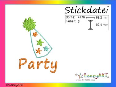 Stickdatei "Party / Feier / Geburtstag" Pes Format (Deco, Brother, Babylock) - Sticken