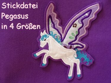 Stickdatei Pegasus in 5 Größen Pferd Schmetterling - Sticken
