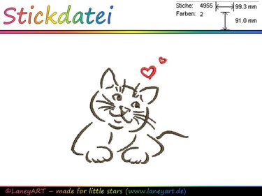 Stickdatei "verliebte Katze" - Sticken