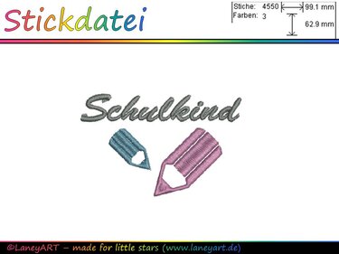 Stickdatei "Schulkind & Stifte" - Sticken