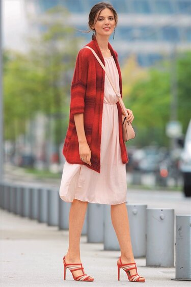 gestrickte Longjacke mit Schalkragen - Stricken