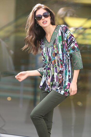 Nähanleitung Gemustertes Shirt aus wunderbar weichem Viskosestoff