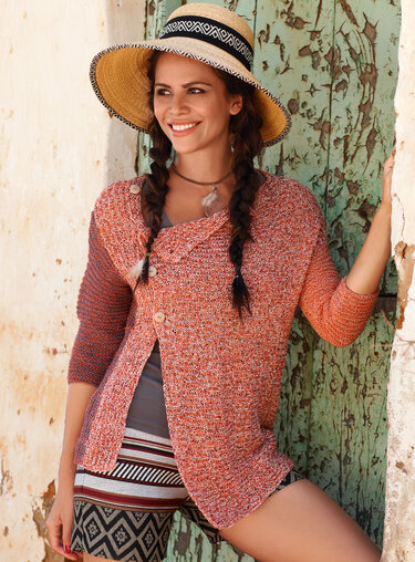 Strickanleitung asymmetrisch geknöpfte Jacke Vaneisha