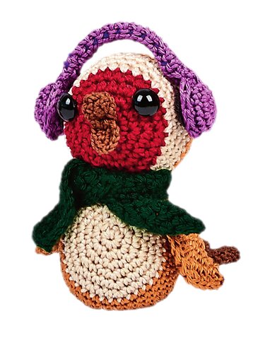 Amigurumi Rotkehlchen mit Schal und Ohrwärmern - Häkeln