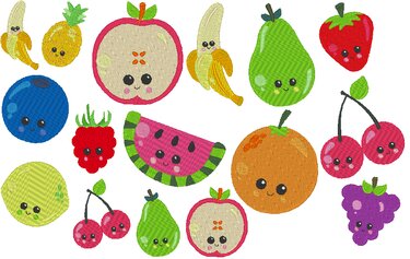 freche Früchtchen Obst gefüllt Stickdatei - Sticken