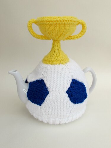 Football and World Cup Trophy Tea Cosy - Knitting
