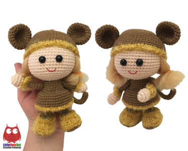188 Crochet Pattern - Girl Doll in a Viking Monkey outfit - Amigurumi Stelmakhova CP