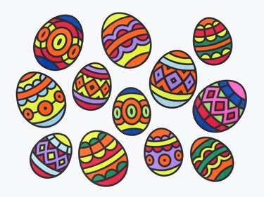 Fensterbild – Bunte Ostereier, Größe 3-4 – Bastelvorlagen und Anleitung - Basteln