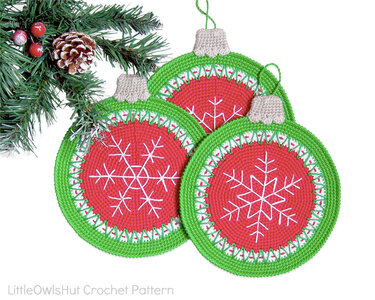 182 Crochet Pattern - Christmas Baubles Potholder or decor  - Amigurumi PDF file by Zabelina CP