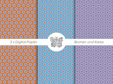 Digital-Papier – Blumen und Kreise - Basteln