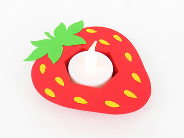 Teelichthalter – Erdbeerzeit – Bastelvorlagen und Anleitung, kinderleicht - Basteln