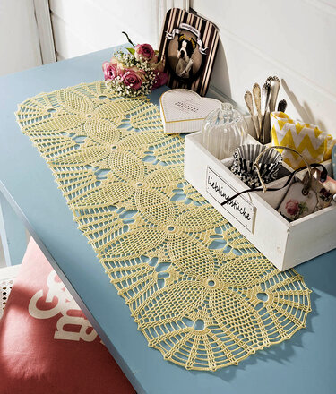 Gelber Blumen-Läufer DH139 - Häkeln