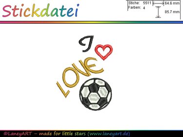 Stickdatei "I LOVE Fussball" - Sticken