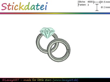 Stickdatei "Hochzeit / Verlobung / Ringe" - Sticken