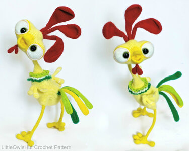 132 Crochet Pattern - Baby Rooster Kubrik with wire frame - Amigurumi PDF file by Pertseva CP