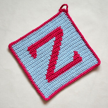Letter "Z" Potholder Crochet Pattern - for beginners