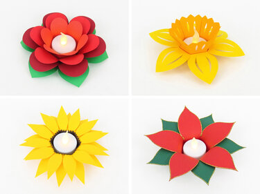 Teelichthalter, Sparpaket – Blumen – Bastelvorlagen und Anleitungen - Basteln