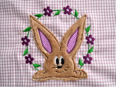 Stickdatei Doodle Hase Blumen 2er SET 10x10cm - Sticken